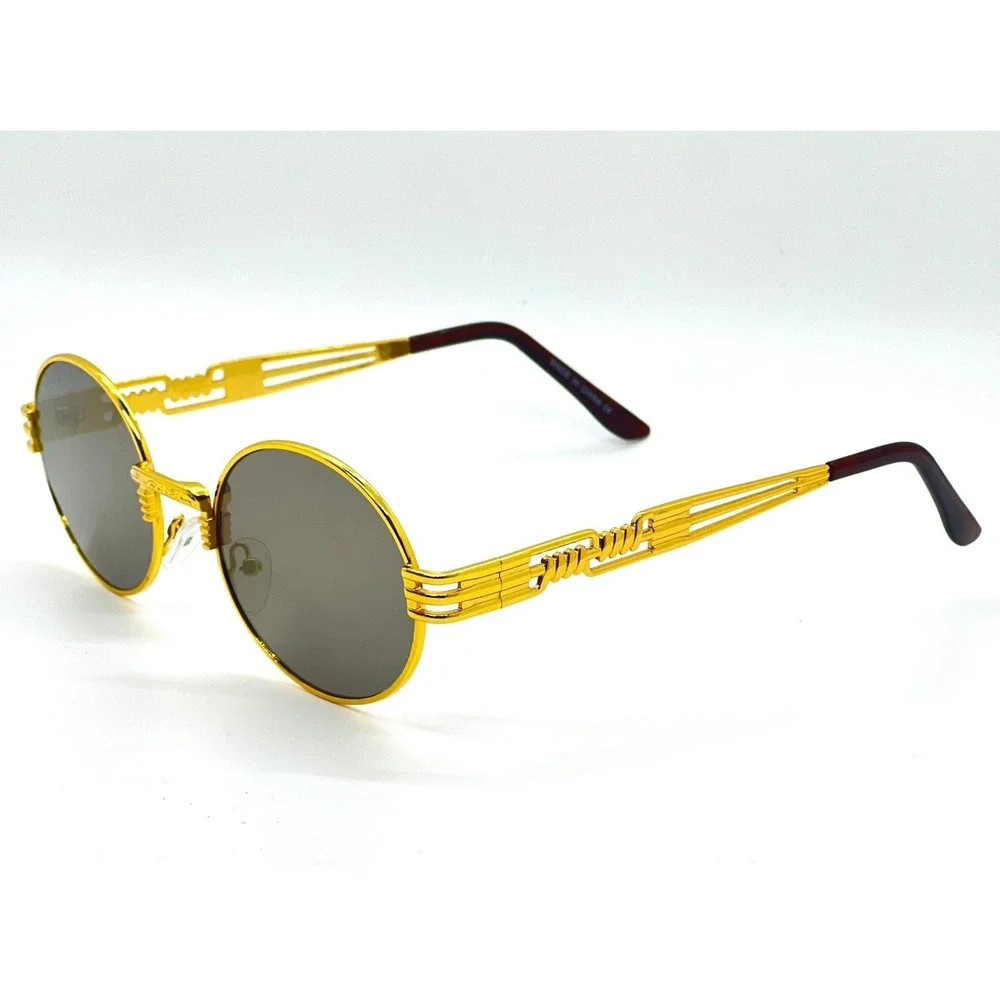 Gold Round Sunglasses‎ Vintage Style Men's Fashion Designer Rapper Cholo Migos